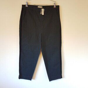 Madewell Tapered Pants Velvet Tuxedo Stripe Edition Women's 33 Black AF709 NWT